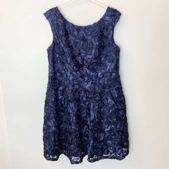 Alex Evenings Embellished Fit and Flare Soutache on Tulle Dress - Blue - 14W - Picture 2 of 10